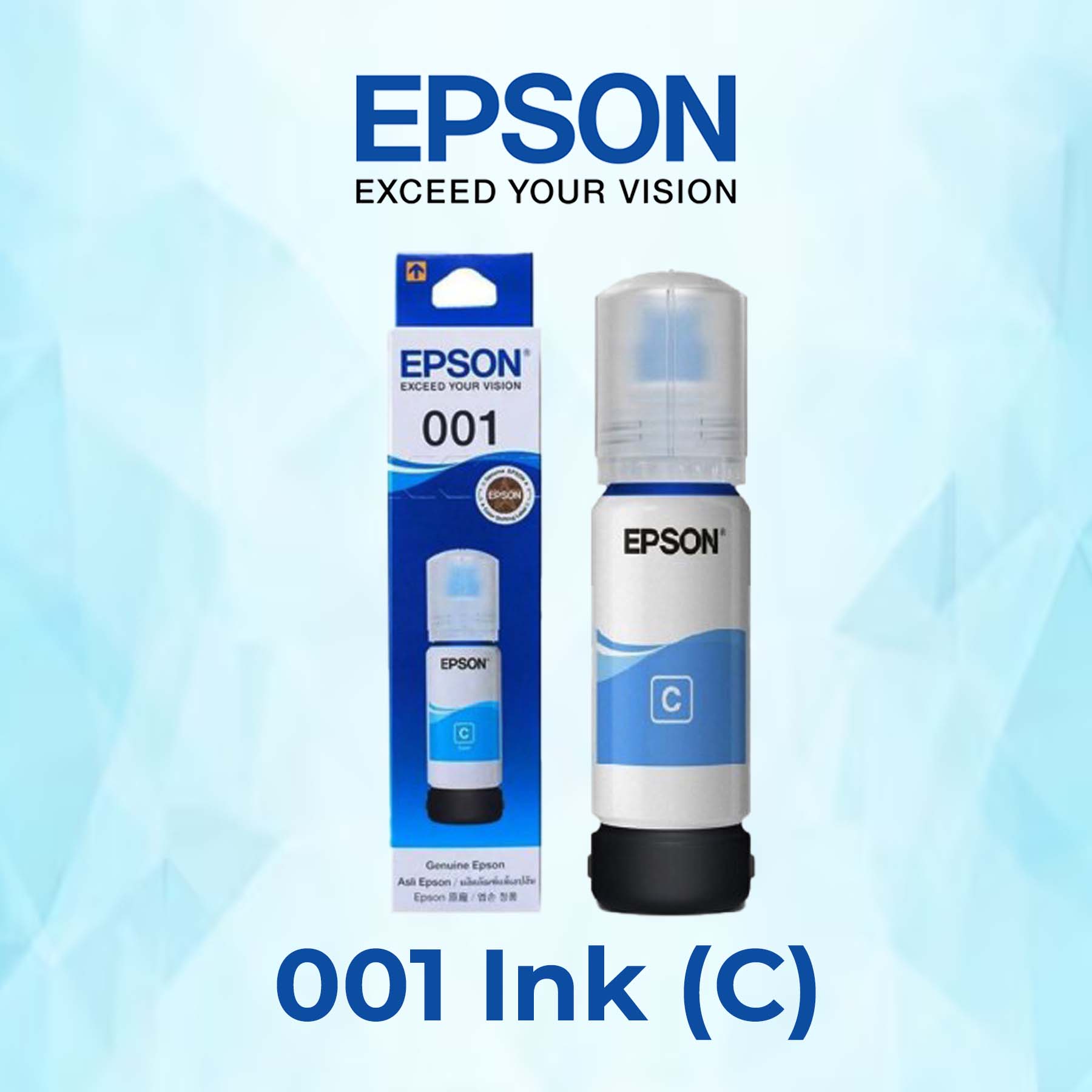 001 C Epson T001 Cyan Ink Bottle 65ml - T0012 - Image 1
